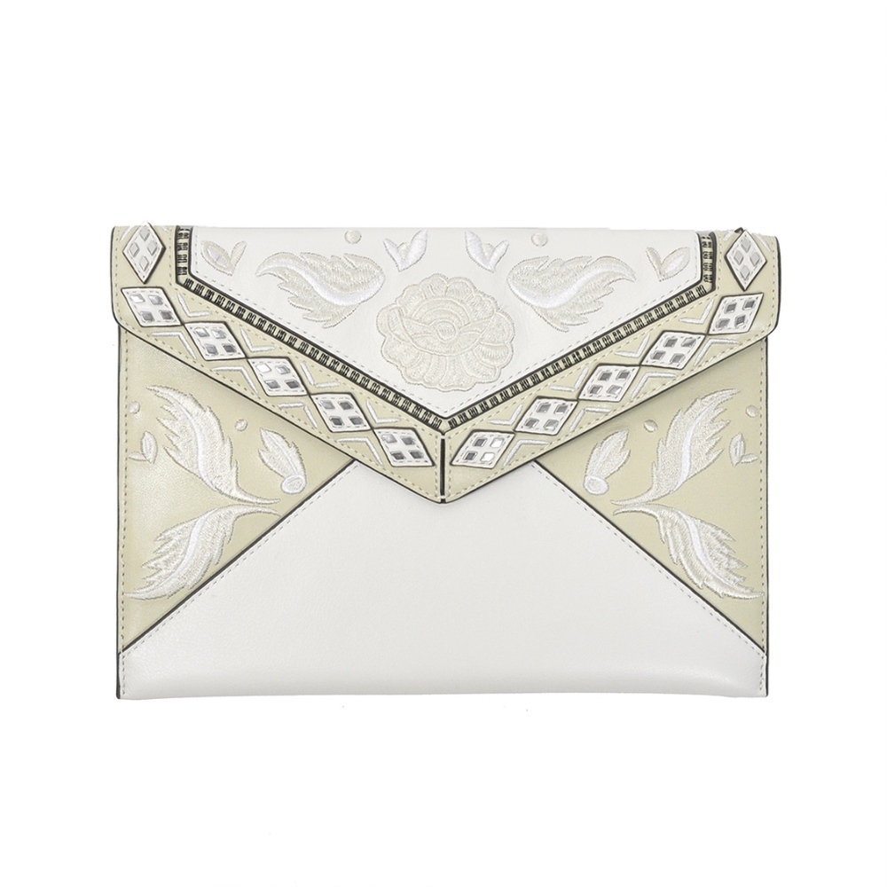 NEW REBECCA MINKOFF Leo Clutch White & Ivory NWOT